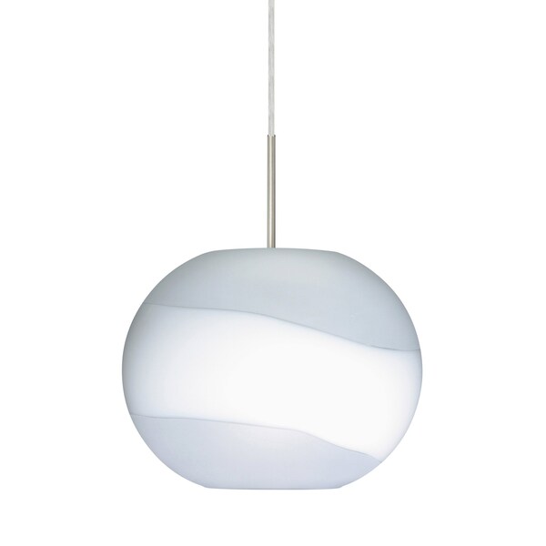 Besa Lighting Luna Cord Pendant, Opal-Frost, Satin Nickel Finish, 1x9W LED 1JT-477699-LED-SN - main